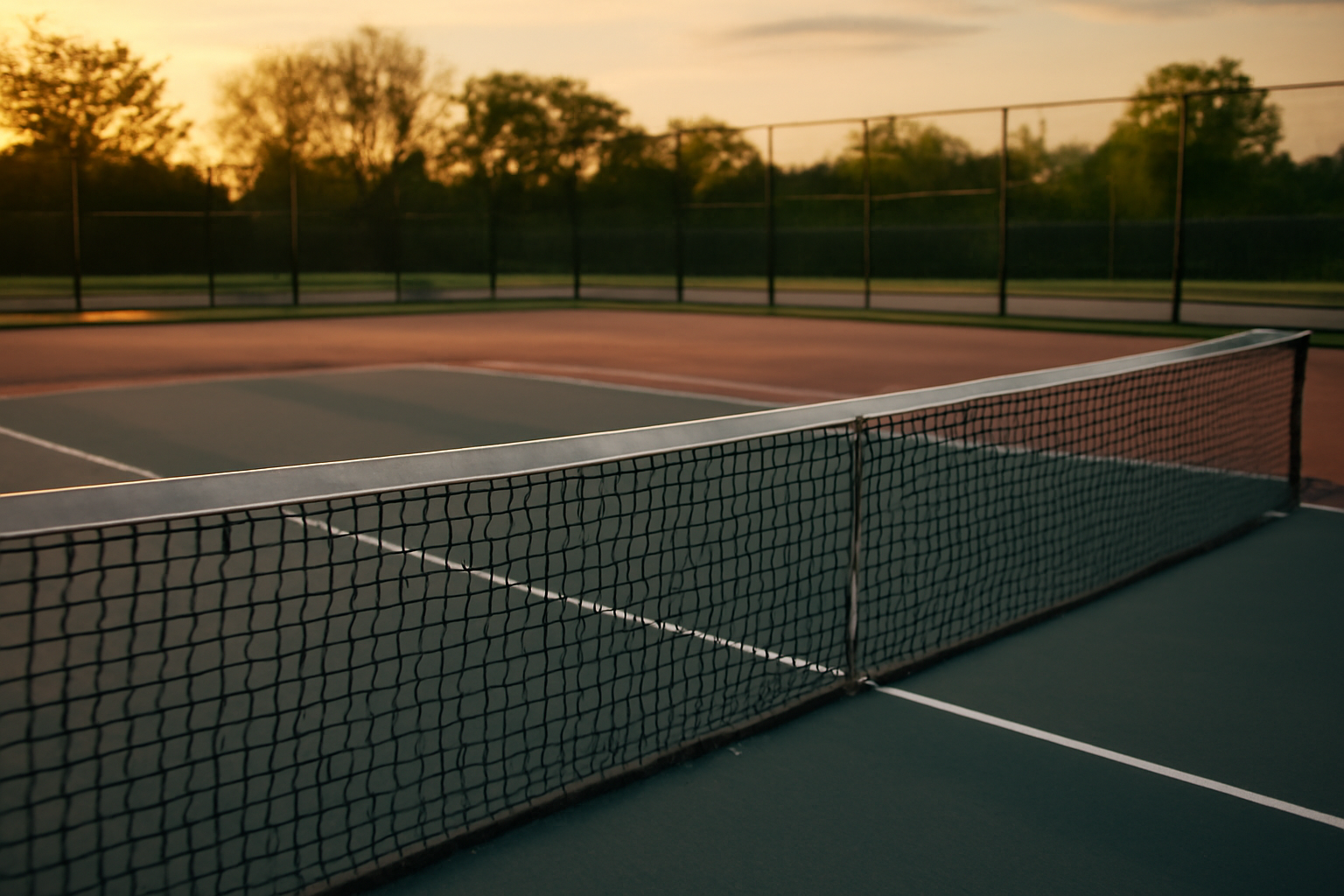 Lapangan tenis dengan permukaan berbeda, memperlihatkan perbandingan jenis lapangan tenis